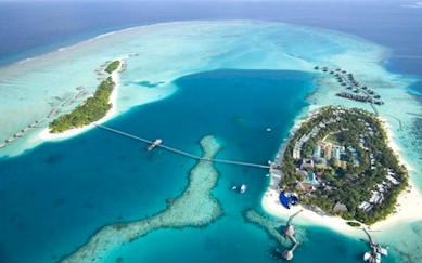 Aerial photo of resort island