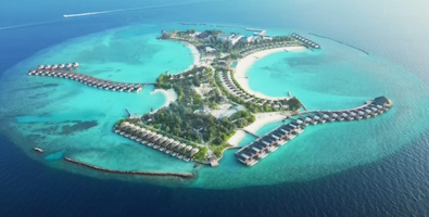 Aerial photo of resort island
