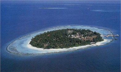 Aerial photo of resort island