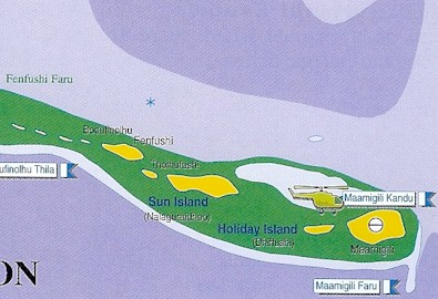 Map of diving locations in resort area