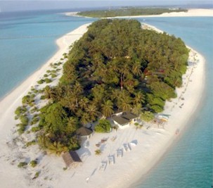 Aerial photo of resort island